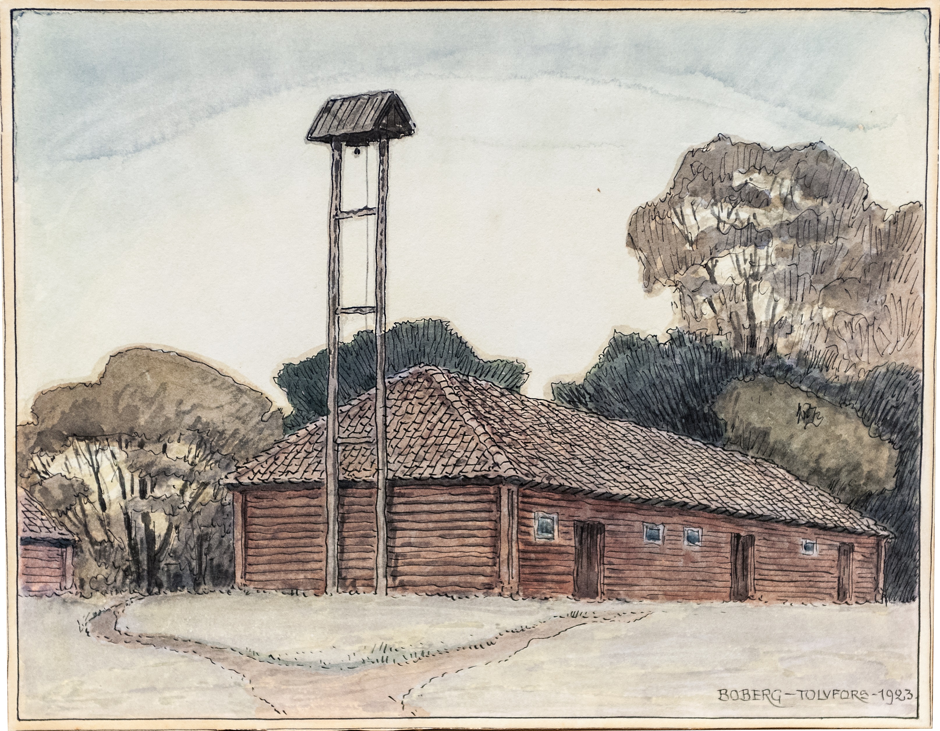 Tolvfors bruk, akvarell av Ferdinand Boberg